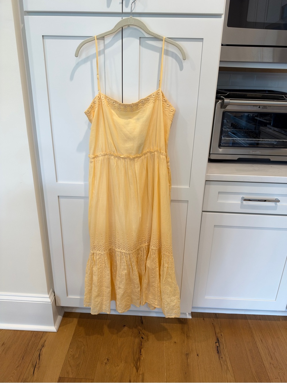 J. Crew Pale Yellow Eyelet Cotton Slip Dress